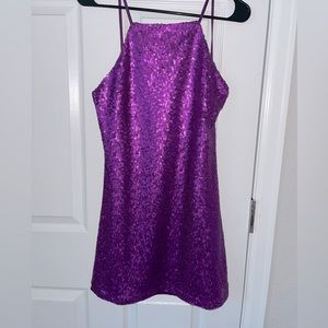 Lulu’s Mini Party Matte Purple Sequin Dress, size s